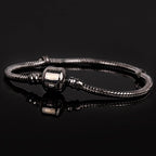 RUBYCA 5pcs 6.7" Silver Color Clasp European Snake Chain Charm Bracelet fit Charm Beads DIY - color: Silver, size: 17 CM