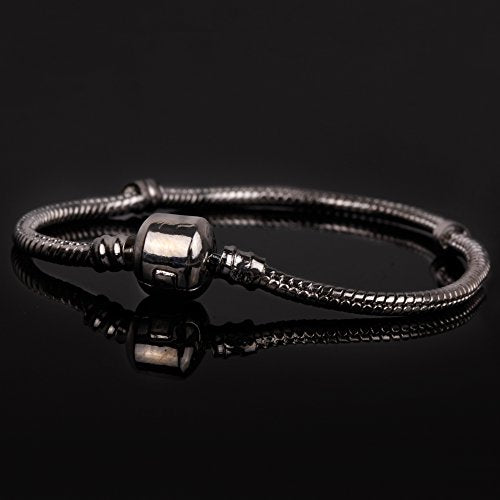 RUBYCA 5pcs 6.7" Silver Color Clasp European Snake Chain Charm Bracelet fit Charm Beads DIY - color: Silver, size: 17 CM