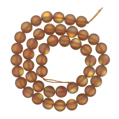 uxcell Matte Crystal Glass Beads 8mm Synthetic Frosted Shining Semi-Precious Round Loose Beads Synthetic Moonstone for Jewelry Making DIY Bracelet, Brown - color: Brown, size: 8mm