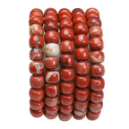 BEADIA Natural Redstone Flat Cut Round Drum Stone 8mmx7mm Loose Semi Gemstone Beads for Jewelry Making 38cm - color: Redstone