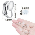20pcs Silver Clip-on Earring Converters D-Shaped Brass French Earring Clips Components with 20pcs Comfort Earring Pads for None Pierced Ears Jewelry Making - color: Silver