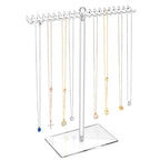 OAOLEER Acrylic Necklace Organizer, Tall Necklace Holder Stand, Jewelry Organizer Display Hanger Rack with Bilateral Hooks for Necklaces Pendant Bracelets Ring (13.7 IN) - size: Tall 13.7In