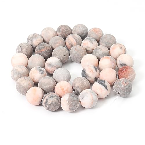 35pcs 10mm Natural Matte Pink Zebra Jasper Beads Energy Healing Crystal Round Loose Stone Beads for Jewelry Making, DIY Bracelets Necklaces - color: Matte Pink Zebra Jasper, size: 10mm