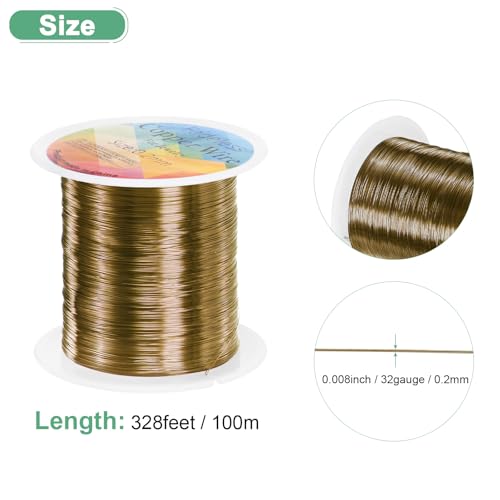 M METERXITY 0.2mm Jewelry Wire, 32 Gauge 328FT Craft Wire Copper Beading Wire for Jewelry Making/Planting/Weaving/DIY Crafting, Soft Metal Wires [100M, Bronze Tone] - color: Bronze Tone, size: 0.2mm 32 Gauge