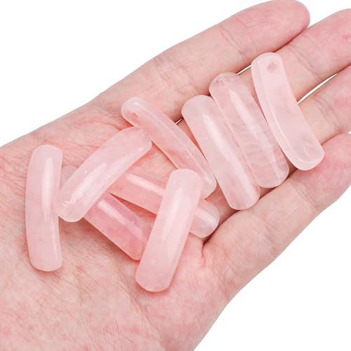 BEADIA Curved Rose Quartz Stone Beads 36x10mm 4pcs for DIY Bracelet Jewelry Making - color: Rose Quartz