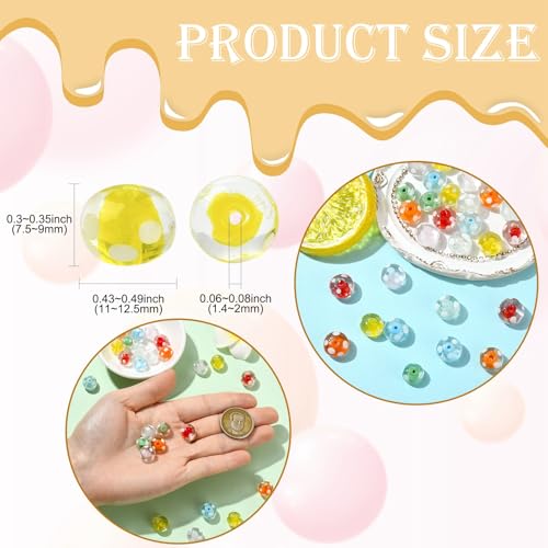 Stiesy Lampwork Glass Beads 28Pcs Mixed Color Polka Dot Round Spacer Beads for Jewelry Making DIY Bracelets Necklaces 7 Styles - color: Round-28pcs-7 Styles