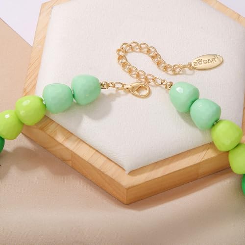 Bocar Necklace for Women, Multi Layer Statement Necklace, Long Chain Chunky Bib Seed Beads Necklace, Necklace Earring Set for Women Gift (NK-10693) - color: Mix green-set