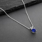 Mariell Cubic Zirconia Crystal Pendant Necklace for Women, 2 Carat 8mm CZ, for Brides, Wedding, Mother's Day Jewelry Gift - color: Sapphire Blue