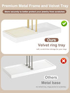 3-Tier Jewelry Stand Jewelry Organizer, Gold Necklace & Bracelet Organizer with Velvet Ring Tray, Sturdy Jewelry Holder for Earrings, Cute & Aesthetic Jewelry Display Tower – Gift for Women