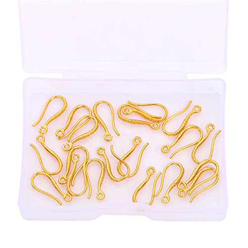 BEADIA 18K Gold Plated Earring Hooks 7x16mm 20pcs for Jewelry Making Findings - size: Hooks 7x16mm