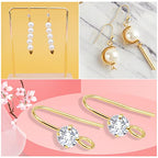 30pcs 14K Golden Diamond Earring Fish Hooks Hypo-allergenic French Rhinestone Ear Wire Connector for Women DIY Earrings Jewelry Making - color: Gold