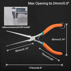Long Reach Needle Nose Pliers 7" Thin Extra Long Needle Nose Pliers with Serrated Jaw Lanyard Double Leaf Spring Loaded for Jewelry Making Electrician Repair Tools in Tight Spaces - style: Sharp Point