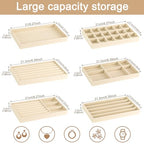 12Pcs Velvet Stackable Jewelry Trays, Jewelry Drawer Organizer, Large Removable Display Jewelry Tray, Necklace Bracelet Storage Box for Earring, Ring, Brooch, Watch (Beige) - color: Beige