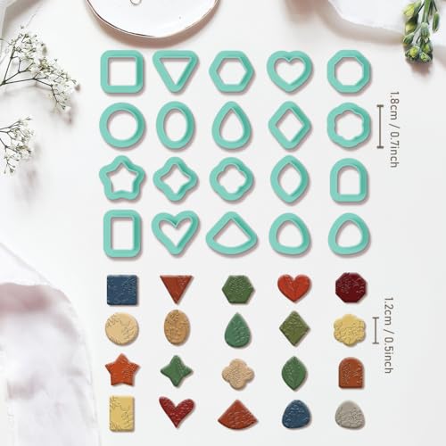 20pcs Basic Shape Geometric Clay Cutters, Polymer Clay Cutting Tools for Earrings Jewelry Making, Clay Jewelry Making Kit - style: Basic shaped (20 pcs)