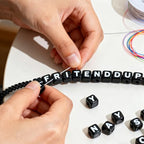 Acrylic Letter Beads 4mm Flat Round, 6mm Square - Beads for Making Friendship Bracelet or Necklace (26 Pieces of Square Black with White) - color: 26 pieces of square black with white