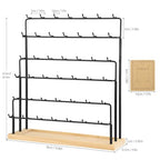 Earring Display for Vendors 6 Tier 42 Hooks Wood Earring Display Rack Holder for Earings Necklaces Rings Bracelets Keychains - color: Black