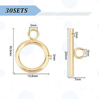 UNICRAFTALE 30 Sets Stainless Steel Toggle & Round IQ Clasps - Golden Necklace Toggle Clasps & Jewelry Connectors for DIY Jewelry Making - size: 18.5mm long