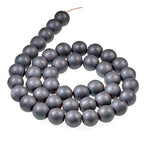 Natural Matte Gemstone Round Spacer Beads (8mm, Hematite) - color: Hematite, size: 8mm