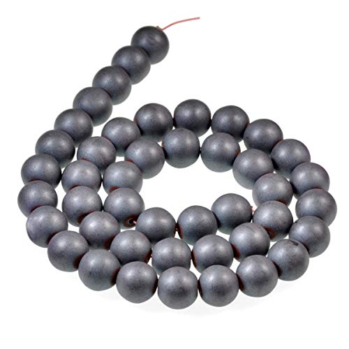 Natural Matte Gemstone Round Spacer Beads (8mm, Hematite) - color: Hematite, size: 8mm