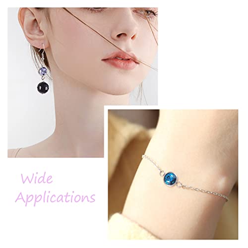 Pandahall 20pcs Mixed Color Glass Gemstone Pendants Flat Round Glass Links Charms with Double 304 Stainless Steel Bail Connectors for Bracelet Jewelry Making (Silver)