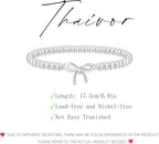 Mothers Day Gifts - Beaded Bracelets for Women 14K Silver Gold Plated Stretch Handmade Ball Bracelets Cute Charm Bracelet Dainty Stackable Cross Heart Bow Wave CZ Circle Trendy Jewelry Easter Gifts - color: bow