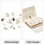 LAKE OF FIRE Earring Holder Organizer with Foldable Book Design Jewelry Book Organizer, Portable Pu Leather Travel Earring Case(Beige) - color: Beige
