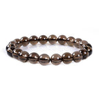 Justinstones Gem Semi Precious Gemstone 8mm Round Beads Stretch Bracelet 7 Inch Unisex - color: Smoky Quartz