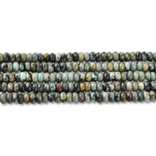 160pcs 4x2mm Natural African Turquoise Disk Rondelle Spacer Semi Precious Gemstone Loose Stone Beads for Jewelry Making 15 Inch - color: African Turquoise