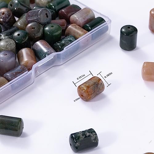 Natural Indian Agate Cylinder Tube Beads 10x14mm 38cm/str Loose Semi Gemstone Stone Beads for Making Bracelets Necklace - color: Indian Agate