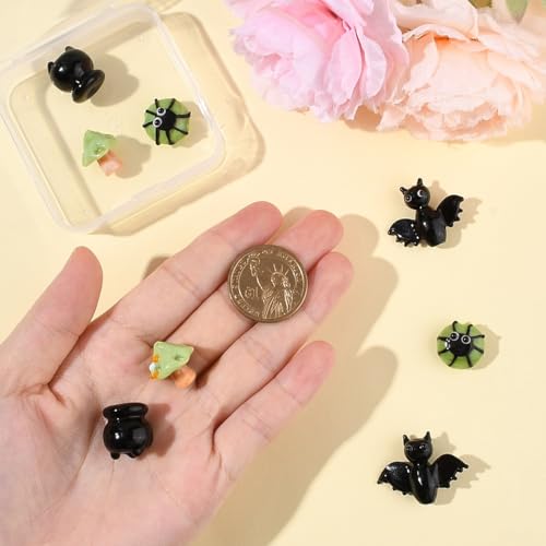 8Pcs Halloween Lampwork Beads Set - 4 Styles, Mixed Shapes & Colors (16-33mm), 1.2-2mm Hole, Handmade Glass Beads for Jewelry Making, DIY Crafts