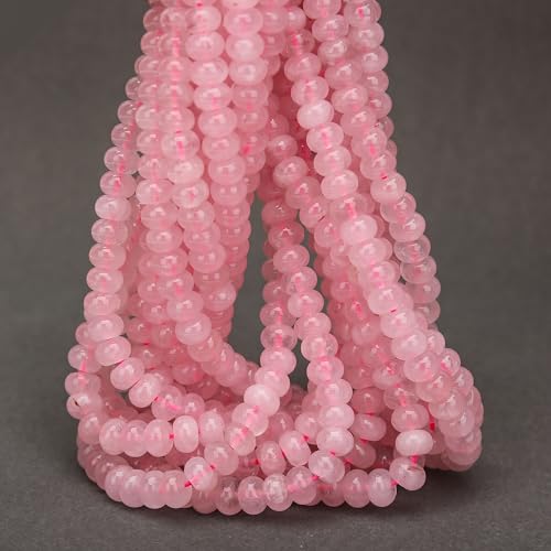 2 Strands (150PCs) Natural Pink Quartz Rondelle Beads, 5 * 8mm Gemstone Loose Spacer Abacus Disk Beads for DIY Bracelet Necklace Earrings Jewelry Making, Craft Supplies Beading Kit - color: Pink Quartz, size: 5*8MM