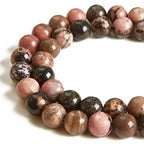 35pcs 10mm Pink Black Rhodochrosite Beads Natural Gemstone Beads Round Loose Beads for Jewelry Making - color: Pink Black Rhodochrosite, size: 10mm
