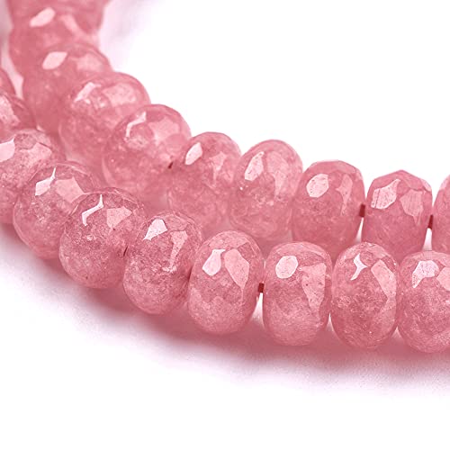 Cheriswelry 65pcs/Strand 8mm Faceted Rondelle Natural Jade Stone Beads Dyed Mini Gemstone Loose Spacer Abacus Beads Charms for DIY Craft Earring Bracelet Necklace Jewelry Making Supplies - color: Natural Jade*2