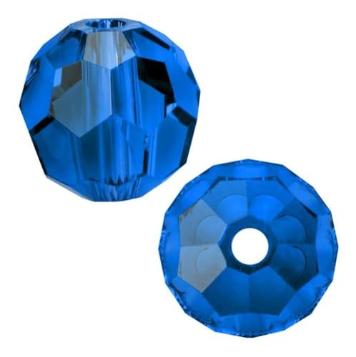 100pcs Adabele Austrian 4mm (0.16 Inch) Small Faceted Loose Round Crystal Beads Capri Blue Compatible with 5000 Swarovski Crystals Preciosa SS2R-425 - color: Capri Blue, size: 4mm Small (100pcs)