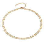 MEVECCO Dainty Gold Chain Choker Necklace 14K Gold Plated Handmade Boho Cute Tiny Beaded Link Choker Necklace Delicate Simple Minimalist Choker Necklace for Women - style: Three Layered Bead Chain GD