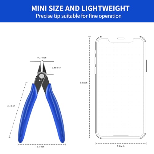 5 Inch Micro Flush Cutter, 5Pack Small Wire Cutters Spring Loaded Cutting Pliers, Wire Cutters for Jewelry Making, Soft Copper Wire, Floral, Electronics, Model Craft, Heating Wire, 3D Print - color: 5 Pack