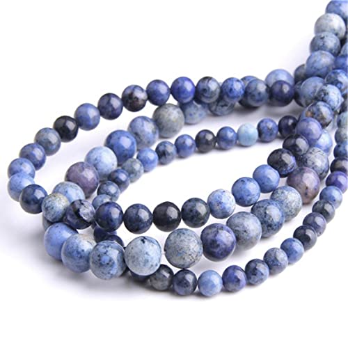 Natural Stone 6mm Blue Sodalite Smooth Round Loose Beads Energy Gemstone DIY for Jewelry Making Bracelet Necklace 1 Strand 15" - color: Blue Sodalite, size: 6mm