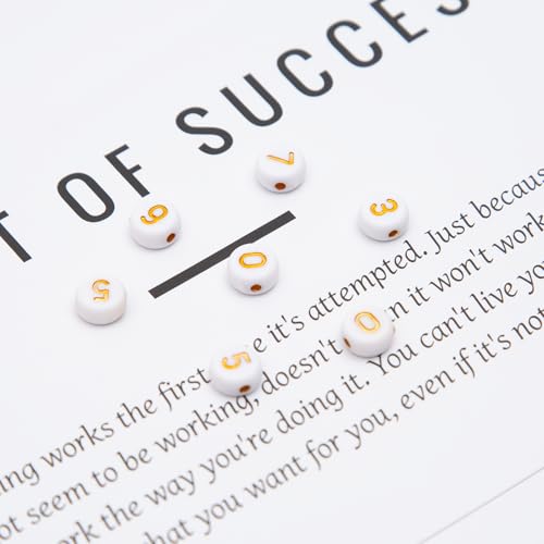 1000Pcs Acrylic Number Beads Round Number Round Beads 4x7mm Mixed Number Beads, for Jewelry Bracelets Necklaces Key Chains Making (White-Gold) - color: White-Gold