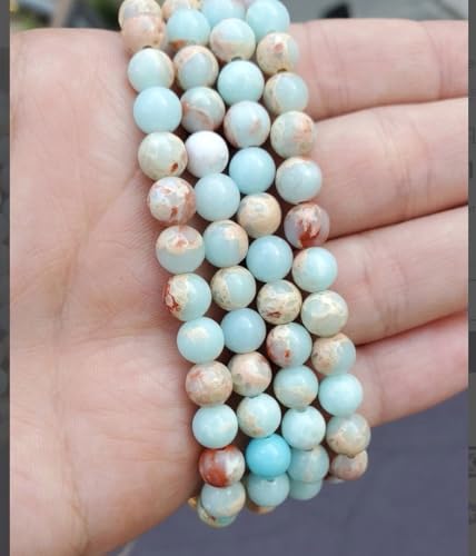 180pcs Adabele Natural Aquamarine Blue Impression Aqua Terra Jasper Healing Gemstone 4mm Small Sea Sediment Round Loose Beads Gem Stone Spacer GH5-4 - color: Aqua Terra Jasper, size: 4mm (180pcs/2 strands)