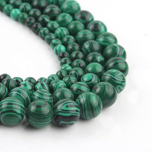 96pcs 4mm Malachite Beads for Jewelry Making, Assorted Natural Loose Stone Beads for Bracelets Round Gemstone Green Bead Men's Bracelets Necklace，DIY Birthday Crafts Gifts with Adults - color: Malachite, size: 4mm
