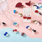 Cheriswelry 24Pcs Heart Pearlized Beads Handmade Lampwork Glass Beads Crystal Glass Heart Loose Spacer Bead 19mm for Women Earring Bracelet Necklace Jewelry Making DIY Crafts - color: 6 Color-Two Tone Heart