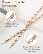 BioMag Magnetic Bracelet for Women, Titanium Steel Wristband Brazaletes for Pain Relief Solid Pure Copper Jewelry Gift with Adjustable Tool - color: Rose Gold