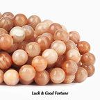 70PCS Natural 8MM Healing Gemstone, Sunstone Energy Stone Round Loose Beads, Semi-Precious Crystal Beads with Free Elastic String for Jewelry Making DIY - color: Sunstone