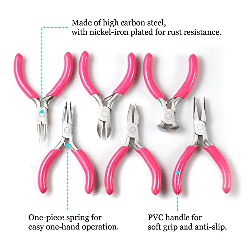 SPEEDWOX 3" Jewelry Pliers Set, 10 Pack Include Wire Cutters Bent Nose Pliers Round Nose Pliers Long Nose Pliers End Nipper Flat Nose Pliers, with Storage Pouch Tweezers with Shovel for DIY Craft - style: 3" Pliers Set
