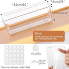 6Pcs Clear Plastic Drawer Organizers Tray 6" x 3" Storage Bins with 25Pcs Non-slip Pads for Makeup, Jewelries, Kitchen Utensils, Bathroom and Office - size: 6"x3"