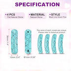 PATIKIL 4 Pcs Natural Stone, 36 x 10 mm Natural Curved Clear Quartz Stone Crystal Handmade Jade Flat Beads for DIY Crafting, Black Line Green Pine - color: Black Line Green Pine