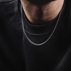 HZMAN Cuban Chain for Men - Stainless Steel Gold & Silver Diamond Cut Hip Hop Link Chains - 3.5mm/5mm/7mm/9mm - 16-30 Inch - color: 5mm Silver, size: 22in