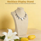6 Pcs Linen Jewelry Display with Premium Nursing Cloth Stand Necklace Mannequin Holder Bust Necklace for Trade Shows Jewelry Selling