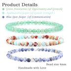 2/3-Pieces 4mm 6mm 8mm Natural Crystal Gemstone – Handmade Reiki Energy Healing Stretch Bracelets Jewelry for Yoga, Meditation, Unisex - color: 3 Pieces (AgalmatoliteJasper&BlueSpot&GreenAventurine), size: 4mm