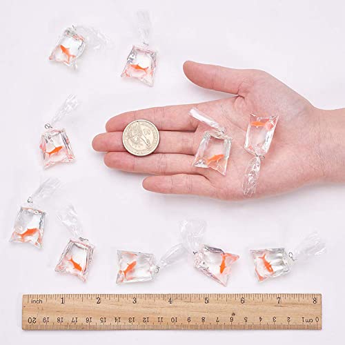SUNNYCLUE 12Pcs Resin Goldfish Shape Fish Water Bag Charms Orange Resin Fish Charms Pendants for Earrings Bracelet Jewelry Making DIY Craft Finding Supplies - color: 12pcs Resin Goldfish Shape Fish Water Bag Charms Orange